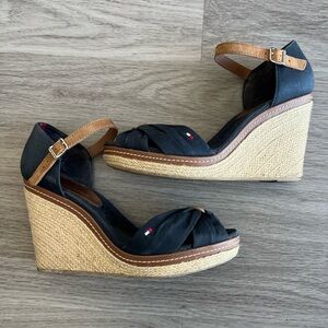 Tommy Hilfiger Blue and Tan Wedge Heels